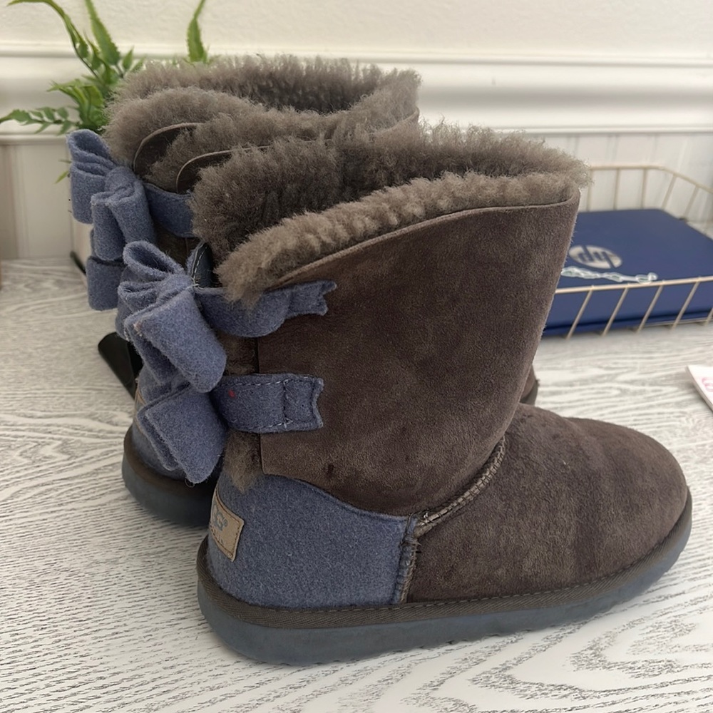 Blue and gray ugg boots